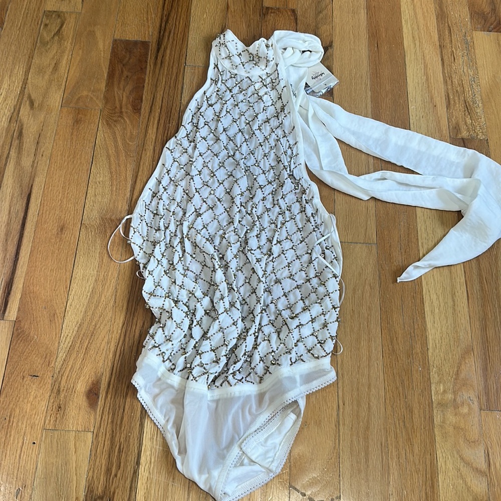 FREE PEOPLE rhinestone open back bodysuit NWT